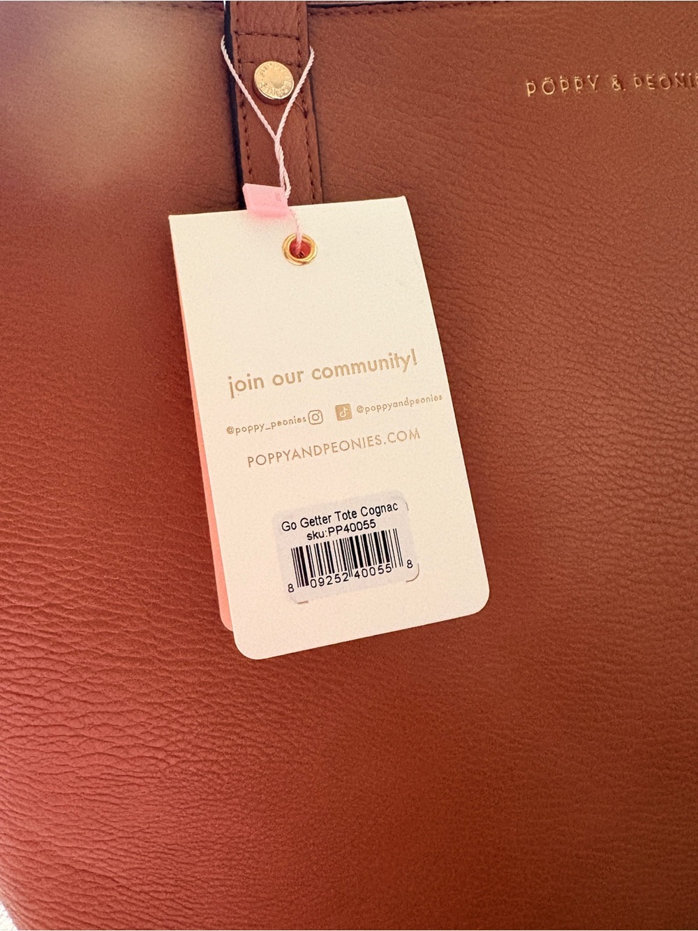 Poppy & Peonies Go-Getter Tote in Cognac - Picture 8 of 8